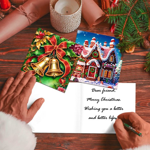 FEPITO 30 Stuks Vrolijk Kerst Wenskaarten Kraft Kaart Feestdagen Kaarten met Enveloppen en Stickers, 12 x 10 cm