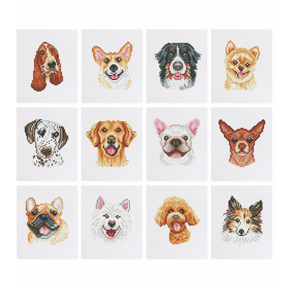 12 Mini Diamond Paintings   Schattige Honden set