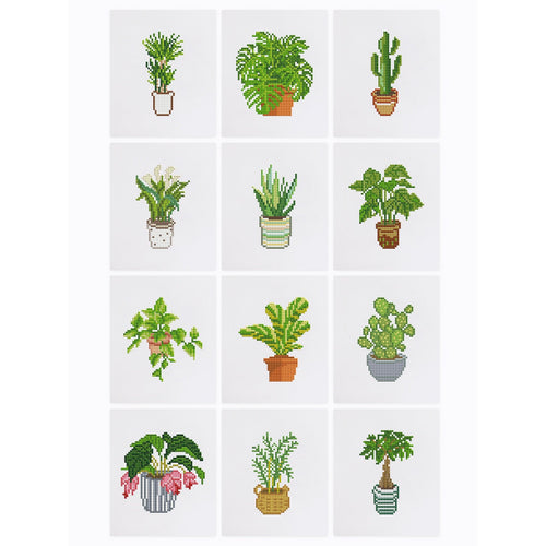 12 Mini Diamond Paintings - Kamerplanten set