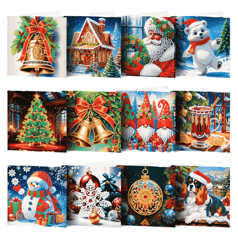 12 Kerstkaarten   Kerstavond set