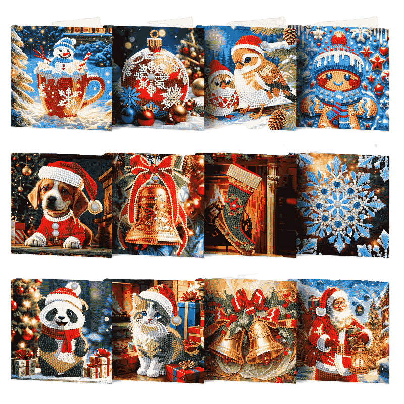 12 Kerstkaarten   Kerstsfeer set