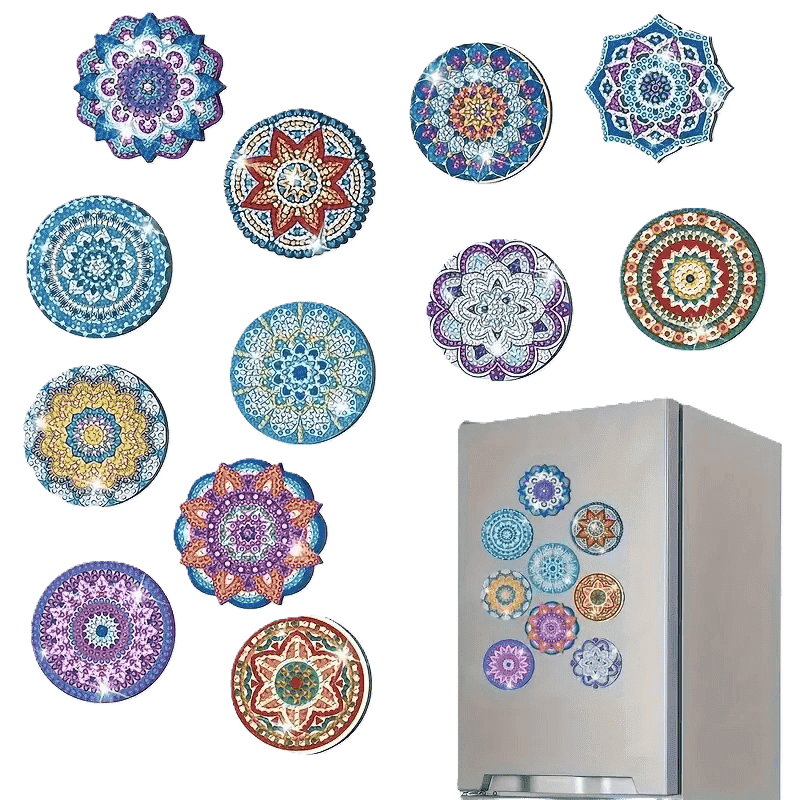 Diamond Painting Magneten   Set van 12 mandala's