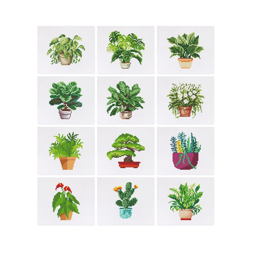 12 Mini Diamond Paintings - Kamerplanten set 2.0