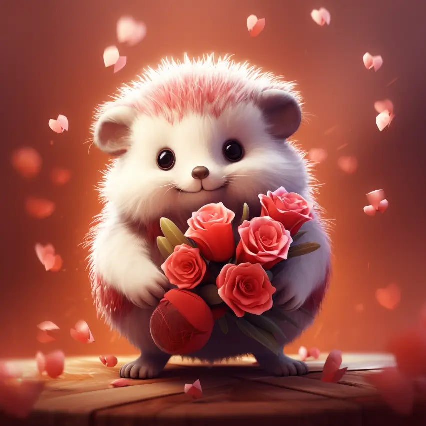 Schattig dier met rozen