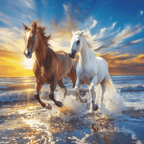 2 Paarden op het Strand