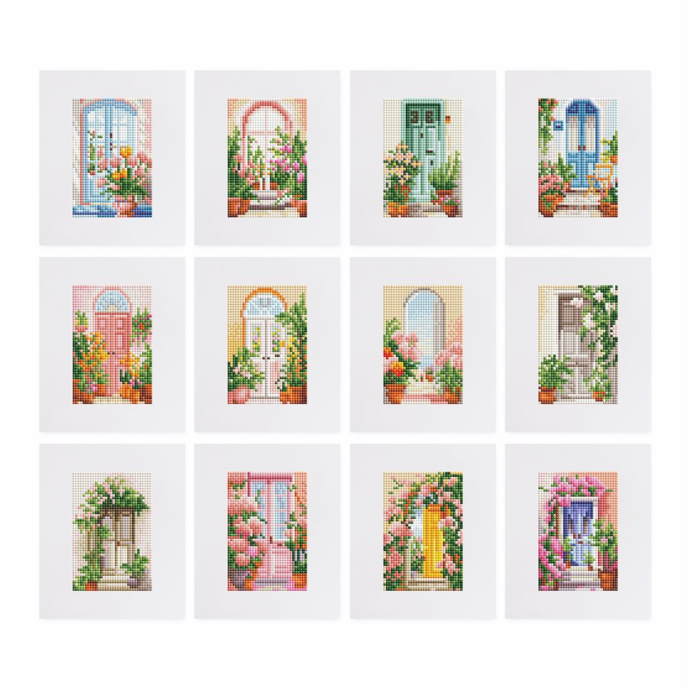 12 Mini Diamond Paintings   Kleurrijke deuren Set