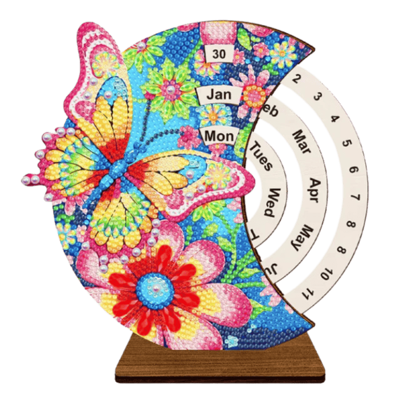 Diamond Painting Eeuwige Kalender | Vlinder & Bloemen