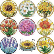 Diamond Painting Bloemen Onderzetters | 8 Stuks - Diamond Painting