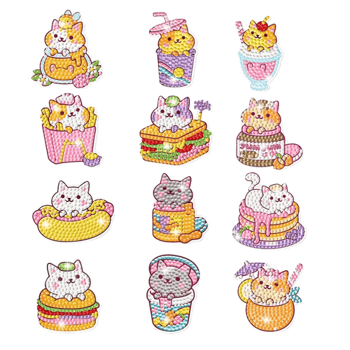 Diamond Painting Stickers - Set van 12 Katjes