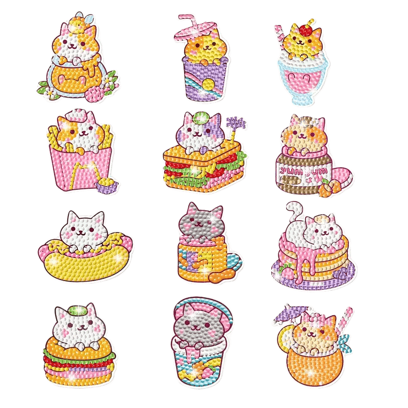 Diamond Painting Stickers   Set van 12 Katjes
