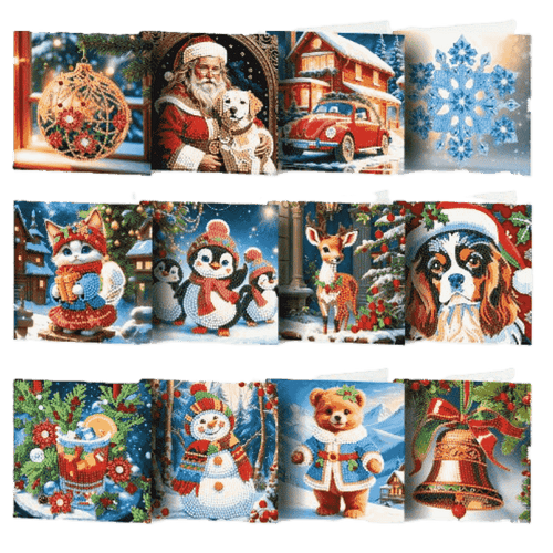 12 Kerstkaarten - Kerstmagie set
