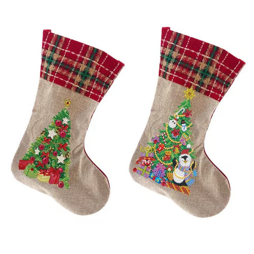 Diamond Painting Kerstsokken - Kerstboom Set