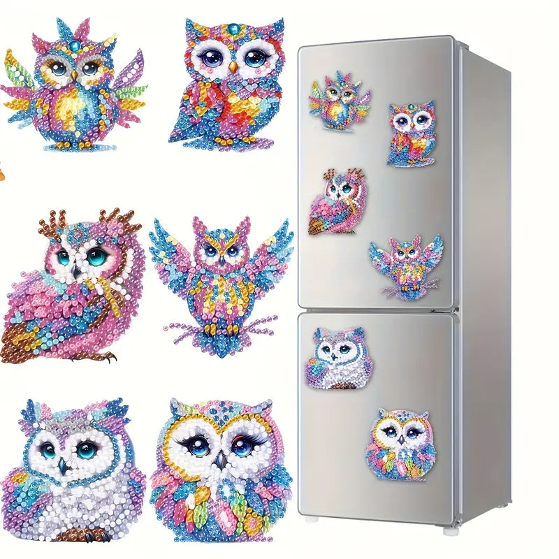 Diamond Painting Magneten   Set van 6 uilen