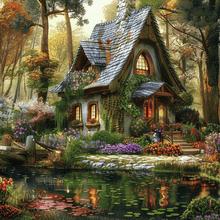 Foto laden in Gallery viewer, Fantasie huis in het bos