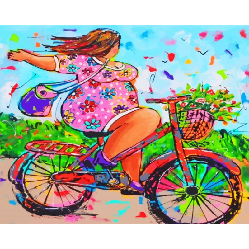 Dikke Dame | Op een fiets