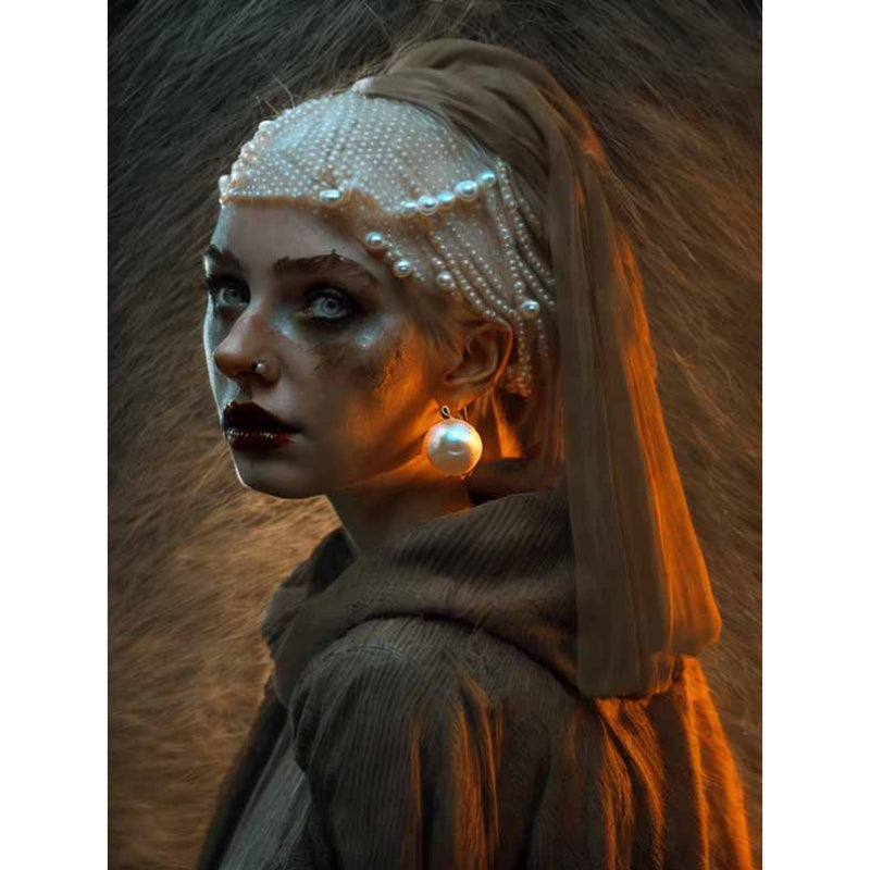 Dame met een Pareloorring - Halloween