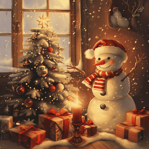 Sneeuwman en zijn cadeautjes