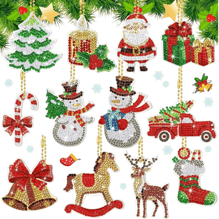 Kerst sleutelhangers   12 Stuks