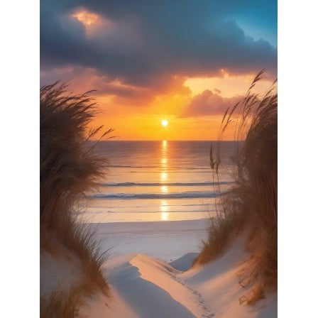 Strand bij zonsondergang