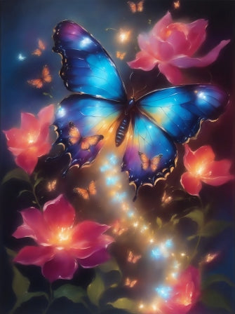 Magische vlinder met bloemen