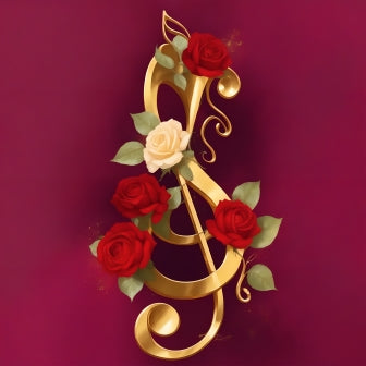 Muzieknoot met rozen