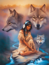 Foto laden in Gallery viewer, Indiaan met wolven