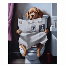 Foto laden in Gallery viewer, Hond op toilet