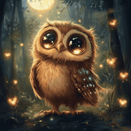 Uil onder de maan - Diamond Painting