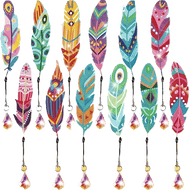 Diamond Painting - Set van 12 Diamond Painting Boekenleggers | Glinsterende Veren