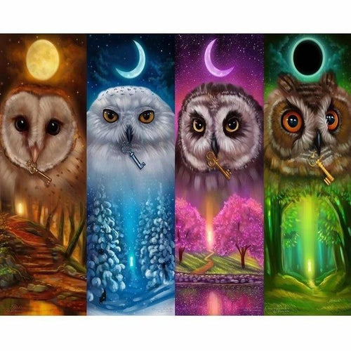 4 seizoenen uil Diamond painting | Eigen foto | Dieren | Kopen | Dikke dames | Action | Nederland | Steentjes | Diamant | De Diamond Painter