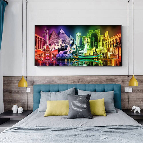 Egyptische tempels v.a. 50x100cm