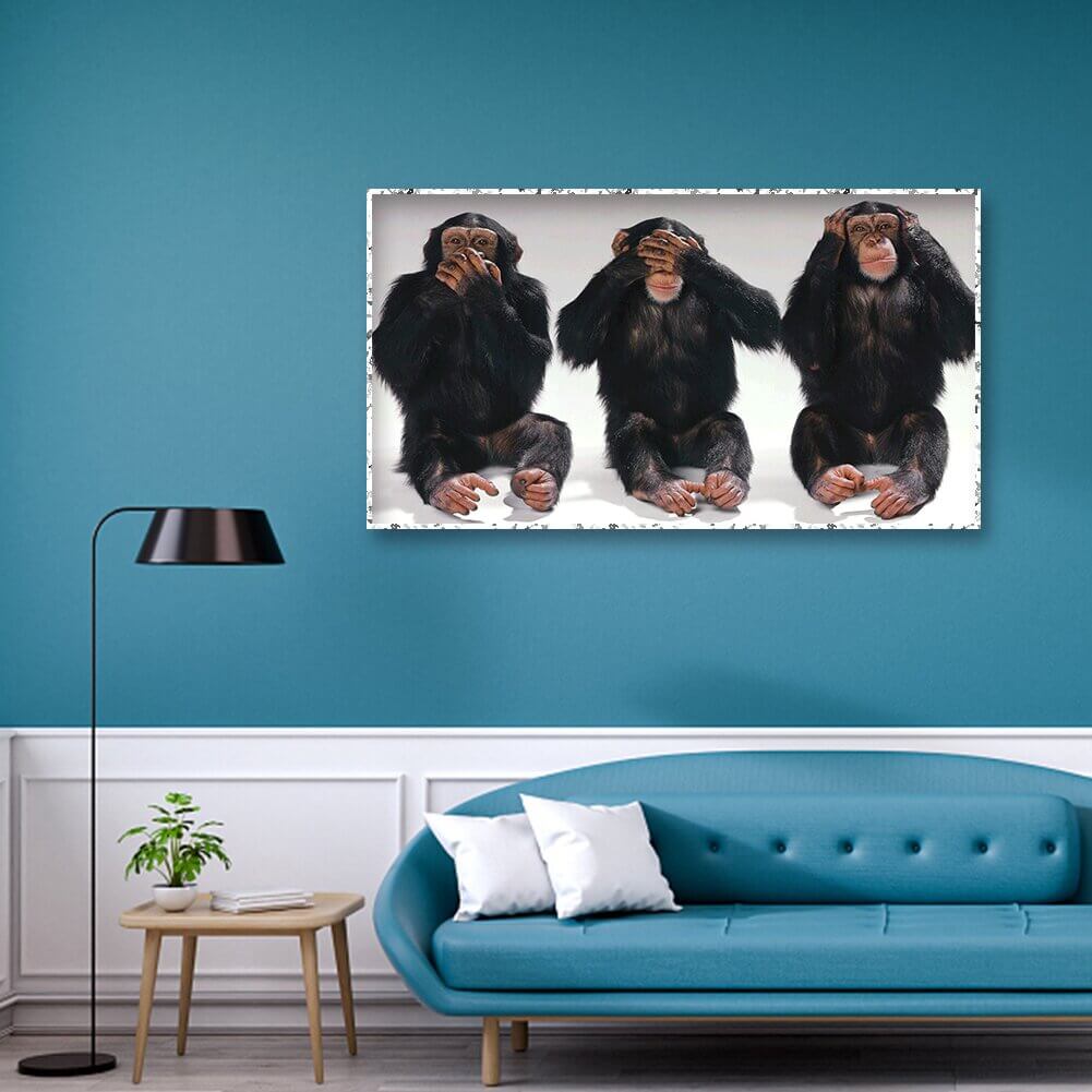 Drie apen v.a. 50x90cm