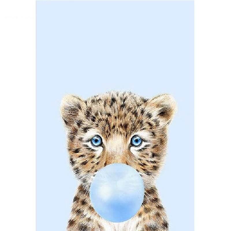 Baby luipaard blauw Diamond painting De Diamond Painter