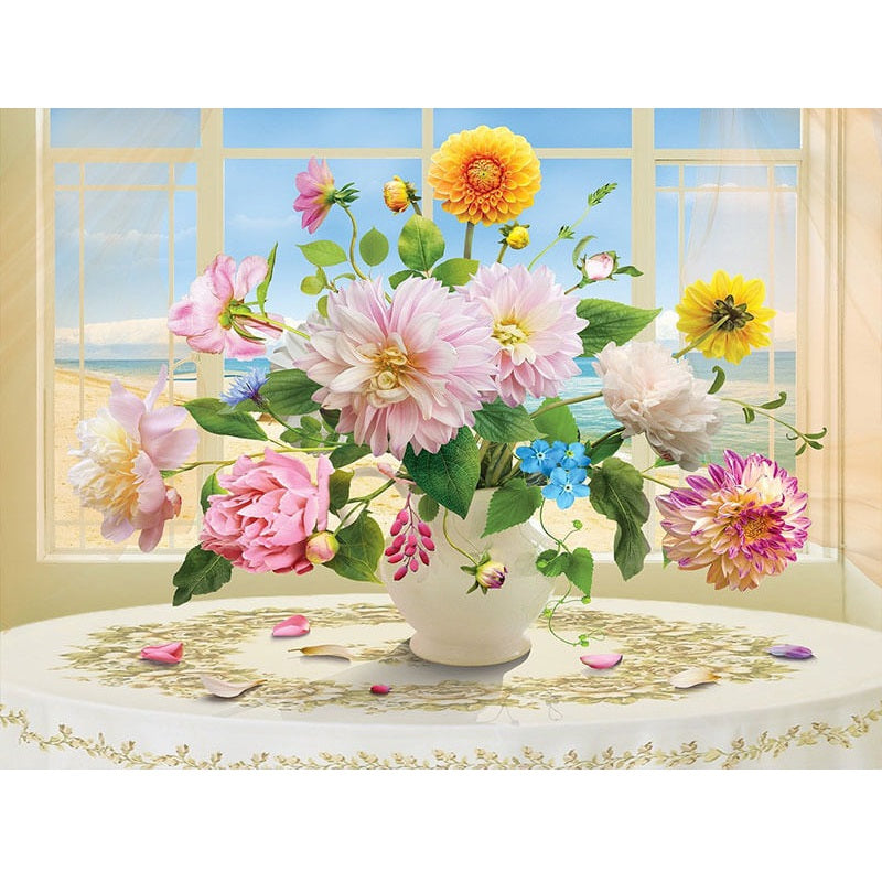 Bloemenboeket op tafel