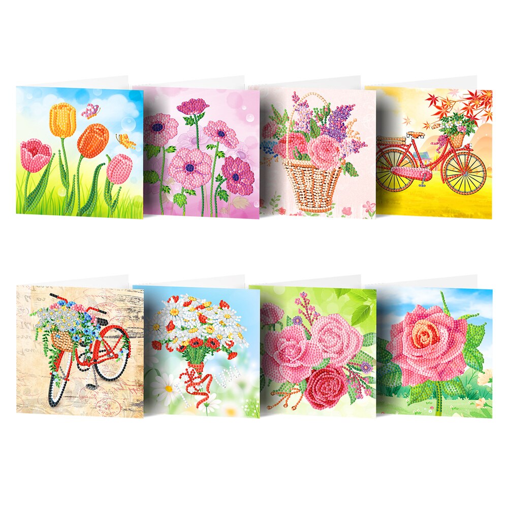 Bloemen wenskaarten | 8 stuks