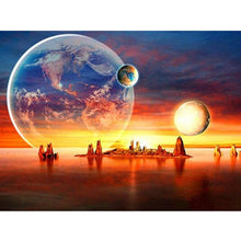Foto laden in Gallery viewer, Zonsondergang boven planeten