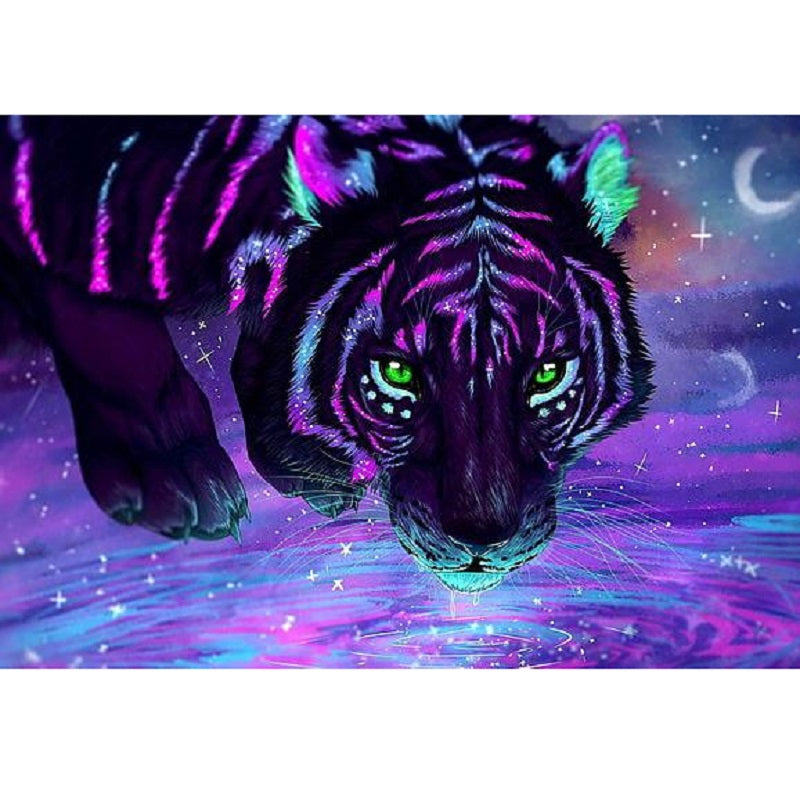 Tijger in neonkleur