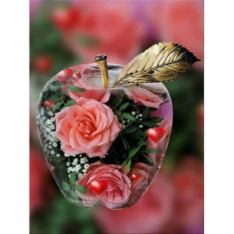 Appel met rozen Diamond painting | Eigen foto | Dieren | Kopen | Dikke dames | Action | Nederland | Steentjes | Diamant | De Diamond Painter
