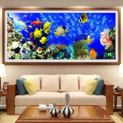 Aquarium v.a. 40x100cm Diamond painting | Eigen foto | Dieren | Kopen | Dikke dames | Action | Nederland | Steentjes | Diamant | De Diamond Painter