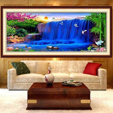 Foto laden in Gallery viewer, Blauwe waterval v.a. 40x100cm Diamond painting | Eigen foto | Dieren | Kopen | Dikke dames | Action | Nederland | Steentjes | Diamant | De Diamond Painter