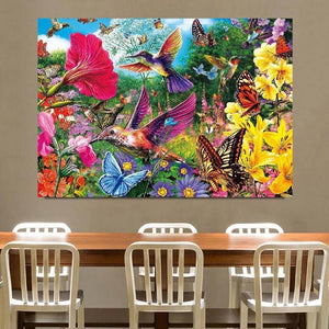 Bloemen met vogels en vlinders v.a. 50x70cm Diamond painting | Eigen foto | Dieren | Kopen | Dikke dames | Action | Nederland | Steentjes | Diamant | De Diamond Painter