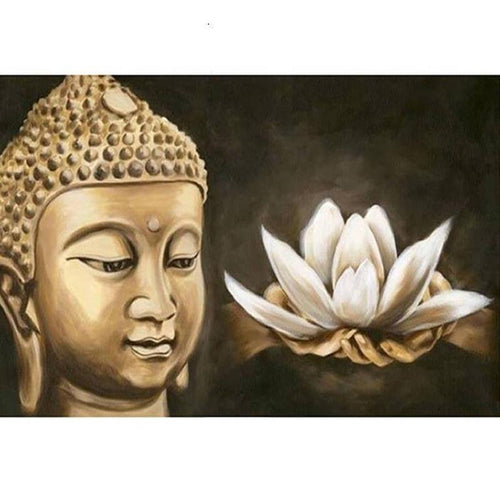 Boeddha met lotus Diamond painting | Eigen foto | Dieren | Kopen | Dikke dames | Action | Nederland | Steentjes | Diamant | De Diamond Painter