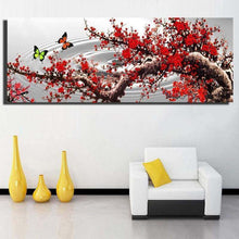 Foto laden in Gallery viewer, Boom met rode bloemen v.a. 50x100cm Diamond painting | Eigen foto | Dieren | Kopen | Dikke dames | Action | Nederland | Steentjes | Diamant | De Diamond Painter