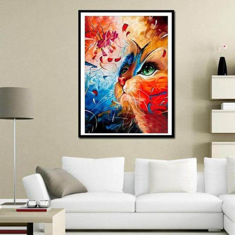 Gekleurde kitten v.a. 50x70cm Diamond painting | Eigen foto | Dieren | Kopen | Dikke dames | Action | Nederland | Steentjes | Diamant | De Diamond Painter