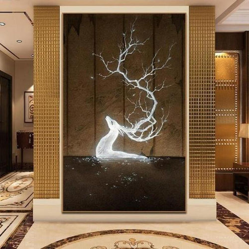 Glow in the dark hert v.a. 50x80xm Diamond painting | Eigen foto | Dieren | Kopen | Dikke dames | Action | Nederland | Steentjes | Diamant | De Diamond Painter