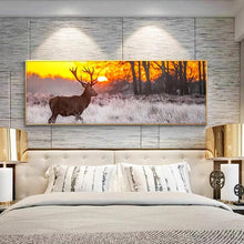 Foto laden in Gallery viewer, Hert bij zonsopgang 40x120cm Diamond painting | Eigen foto | Dieren | Kopen | Dikke dames | Action | Nederland | Steentjes | Diamant | De Diamond Painter