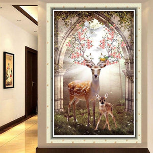Hert met jong v.a. 50x80cm Diamond painting | Eigen foto | Dieren | Kopen | Dikke dames | Action | Nederland | Steentjes | Diamant | De Diamond Painter