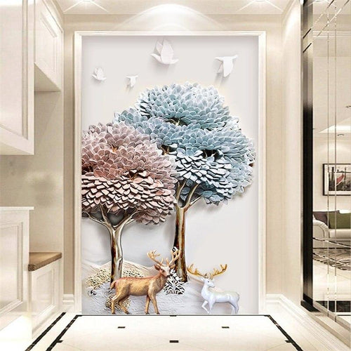 Hertjes bij boom v.a. 50x80cm Diamond painting | Eigen foto | Dieren | Kopen | Dikke dames | Action | Nederland | Steentjes | Diamant | De Diamond Painter