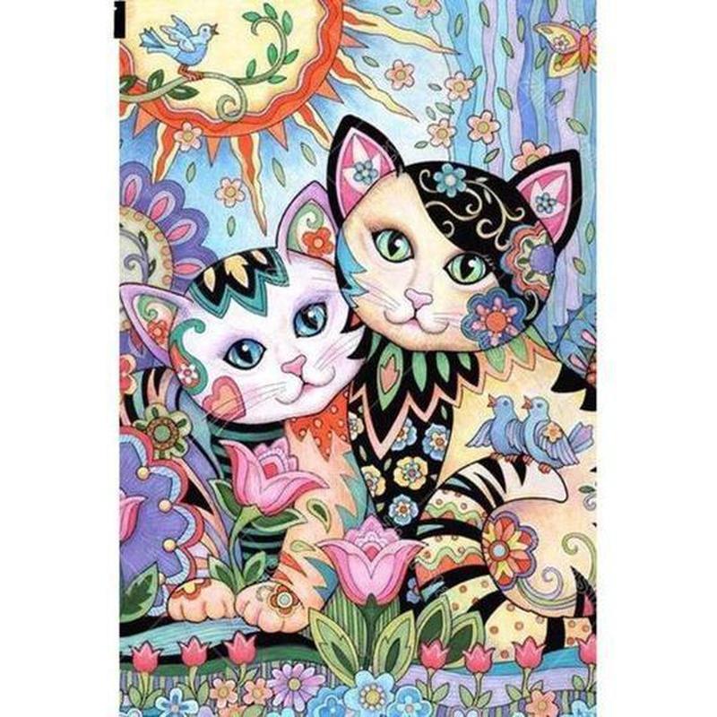 Katten tekening Diamond painting | Eigen foto | Dieren | Kopen | Dikke dames | Action | Nederland | Steentjes | Diamant | De Diamond Painter