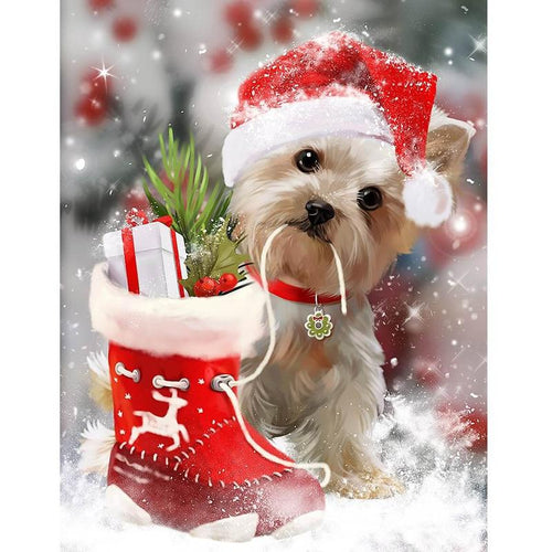 Kerst hondje Diamond painting | Eigen foto | Dieren | Kopen | Dikke dames | Action | Nederland | Steentjes | Diamant | De Diamond Painter